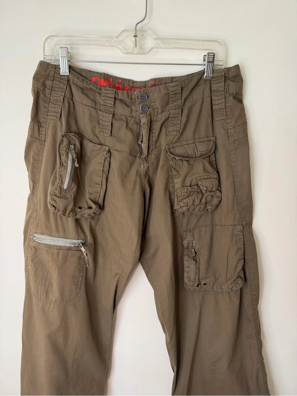 Pete & Greta utility Olive Cargo Pants Multiple Utility Pockets size 8 woman